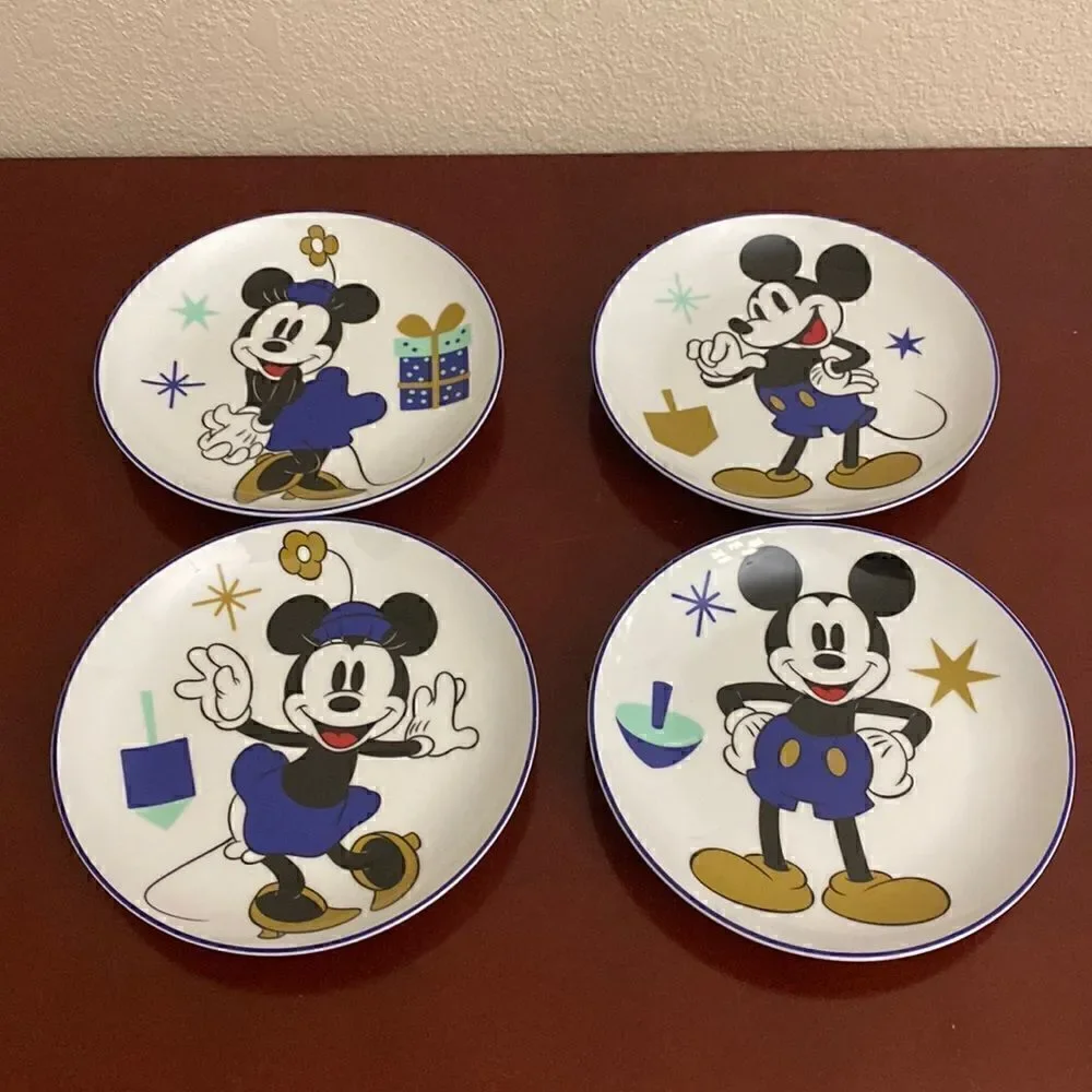 Disney Mickey & Minnie Mouse Set Of 4 Assorted Appetizer Plates Brand